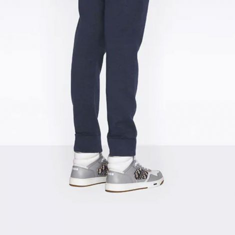 Dior Ayakkabı B27 High Top Gri - Dior Ayakkabi B27 High Top Sneaker Gray And White Smooth Calfskin With Beige Gri
