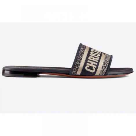 Dior Terlik Dway Slide Lacivert - Dior Dway Slide Deep Blue Embroidered Terlik Siyah