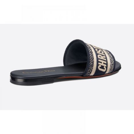 Dior Terlik Dway Slide Lacivert - Dior Dway Slide Deep Blue Embroidered Terlik Siyah