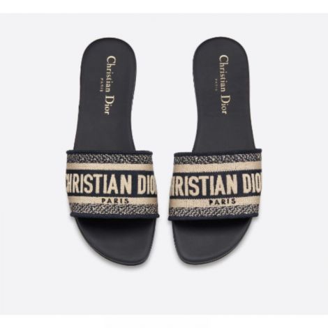 Dior Terlik Dway Slide Lacivert - Dior Dway Slide Deep Blue Embroidered Terlik Siyah