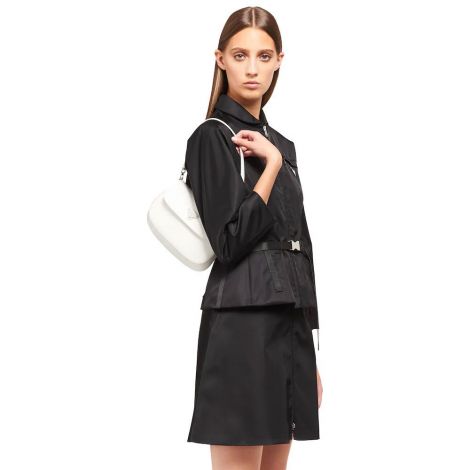 Prada Çanta Cleo Brushed Beyaz - Prada Canta Cleo Brushed Leather Shoulder Bag_with Flap Beyaz