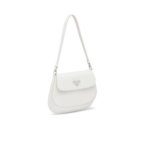 Prada Çanta Cleo Brushed Beyaz - Prada Canta Cleo Brushed Leather Shoulder Bag_with Flap Beyaz