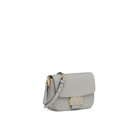 Prada Çanta Saffiano Gri - Prada Canta Saffiano Leather Prada Embleme Bag Cloudy Gray Gri