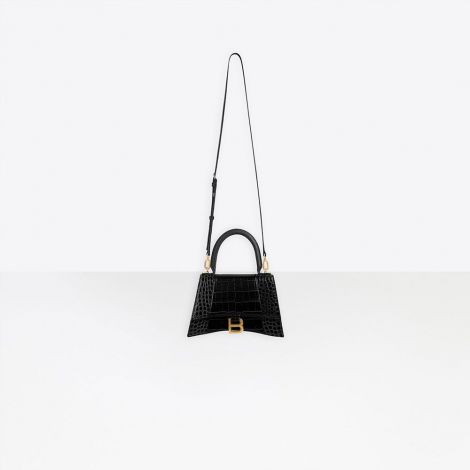 Balenciaga Çanta Hourglass Siyah - Balenciaga Canta Hourglass Handbags Small Top Handle Bag Siyah