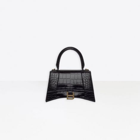 Balenciaga Çanta Hourglass Siyah - Balenciaga Canta Hourglass Handbags Small Top Handle Bag Siyah