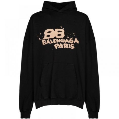 Balenciaga Kapüşonlu Sweatshirt Siyah - Balenciaga Hoodie Balenciaga Kapusonlu Sweatshirt Unisex Siyah
