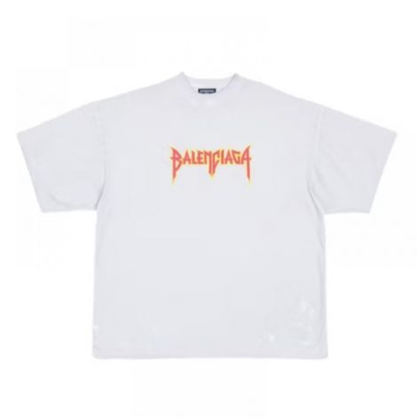 Balenciaga Tişört Metal Vintage Beyaz - Balenciaga Metal Vintage T Shirt Balenciaga Men T Shirt Balenciaga Tisort Balenciaga Erkek Tisort Beyaz