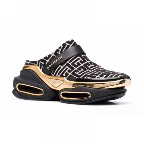 Balmain Terlik B-Bold Monogram-Pattern Mules - Balmain B Bold Monogram Pattern Mules Balmain Kadin Terlik Balmain Terlik Monogram