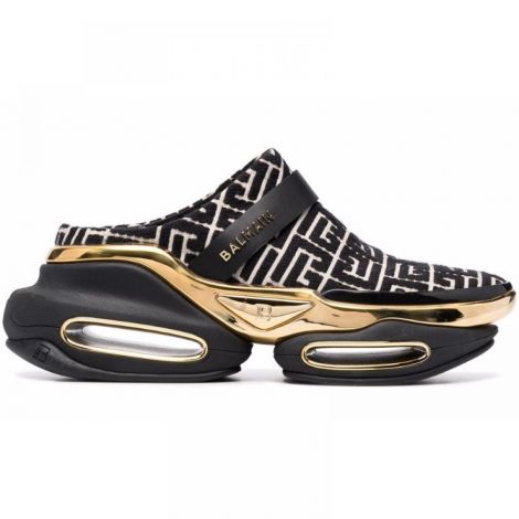 Balmain Terlik B-Bold Monogram-Pattern Mules - Balmain B Bold Monogram Pattern Mules Balmain Kadin Terlik Balmain Terlik Monogram