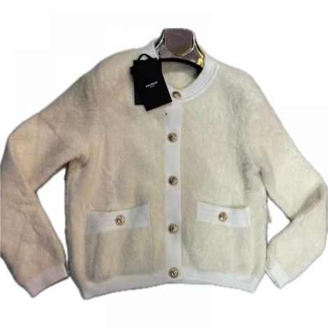 Balmain Hırka Krem Rengi - Balmain Hirka Balmain Kadin Hirka 3599 Beyaz