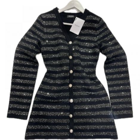 Balmain Çizgili Hırka Siyah - Balmain Kadin Elbise 2413 Siyah