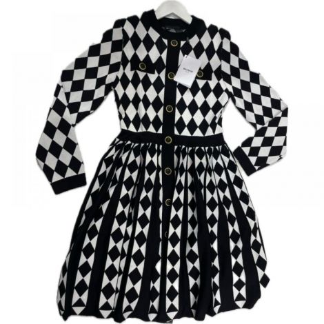 Balmain Uzun Kollu Elbise Siyah - Balmain Uzun Kollu Elbise 2442 Beyaz Siyah