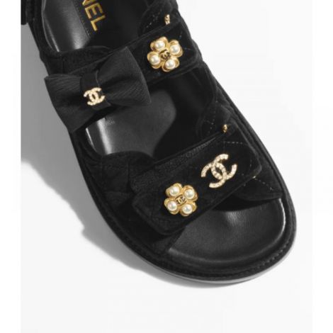 Chanel Sandalet Velvet Siyah - Chanel Kadin Sandalet Chanel Sandalet Velvet Chanel Sandalet Siyah
