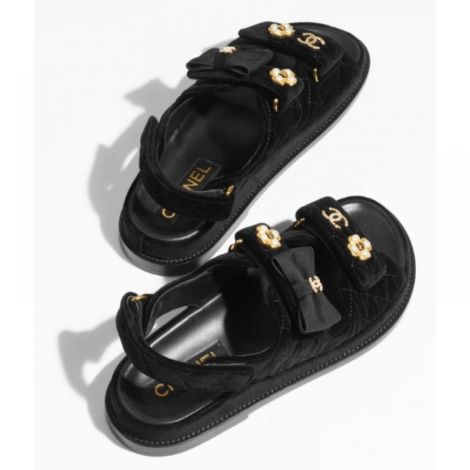 Chanel Sandalet Velvet Siyah - Chanel Kadin Sandalet Chanel Sandalet Velvet Chanel Sandalet Siyah