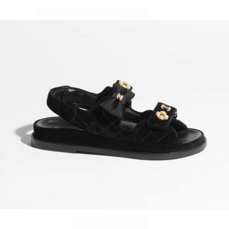 Chanel Sandalet Velvet Siyah - Chanel Kadin Sandalet Chanel Sandalet Velvet Chanel Sandalet Siyah