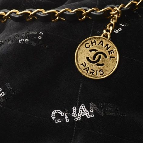 Chanel Çanta 22 Siyah - Chanel Canta Bag Chanel 22 Canta Kasmir Payetler Ve Altin Detaylar Siyah