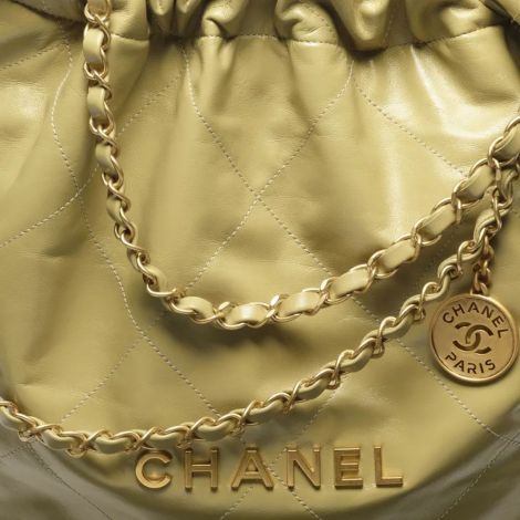Chanel Çanta 22 Yeşil - Chanel Canta Bag Chanel 22 Canta Parlak Dana Derisi Ve Altin Detaylar Acik Yesil