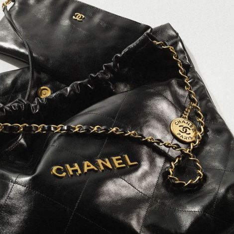 Chanel Çanta 22 Siyah - Chanel Canta Bag Chanel 22 Canta Parlak Dana Derisi Ve Altin Detaylar Siyah