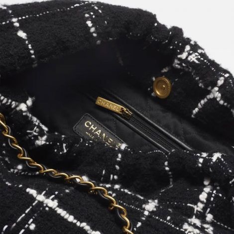 Chanel Çanta 22 Siyah - Chanel Canta Bag Chanel 22 Canta Yun Tuvit Ve Altin Detaylar Beyaz Siyah