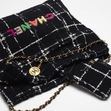Chanel Çanta 22 Siyah - Chanel Canta Bag Chanel 22 Canta Yun Tuvit Ve Altin Detaylar Beyaz Siyah
