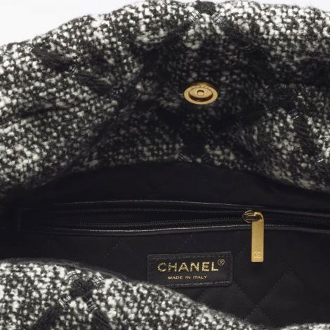 Chanel Çanta 22 Siyah - Chanel Canta Bag Chanel 22 Canta Yun Tuvit Ve Altin Detaylar Ekru Siyah