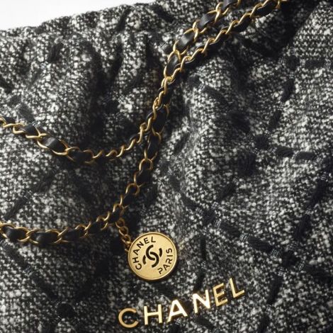 Chanel Çanta 22 Siyah - Chanel Canta Bag Chanel 22 Canta Yun Tuvit Ve Altin Detaylar Ekru Siyah