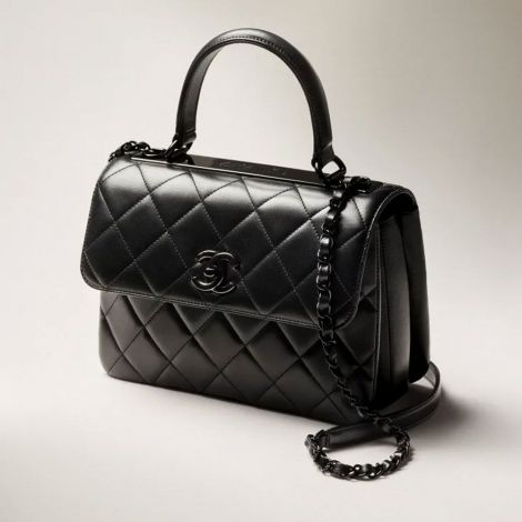 Chanel Çanta Flap Siyah - Chanel Canta Bag Sapli Kapakli Canta Kuzu Derisi Ve Siyah Metal 17 25 12 Black Siyah
