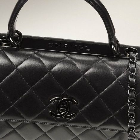 Chanel Çanta Flap Siyah - Chanel Canta Bag Sapli Kapakli Canta Kuzu Derisi Ve Siyah Metal 17 25 12 Black Siyah