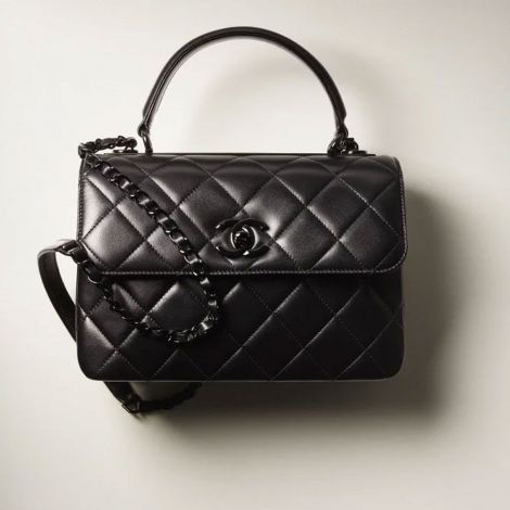 Chanel Çanta Flap Siyah - Chanel Canta Bag Sapli Kapakli Canta Kuzu Derisi Ve Siyah Metal 17 25 12 Black Siyah