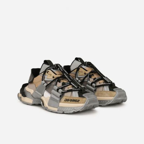 Dolce Gabbana Ayakkabı Space Gri - Dolce Gabbana Erkek Ayakkabi Mixed Materials Space Sneakers Gray Gri