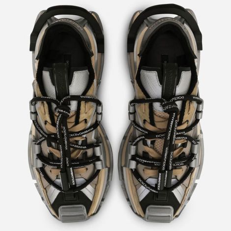 Dolce Gabbana Ayakkabı Space Gri - Dolce Gabbana Erkek Ayakkabi Mixed Materials Space Sneakers Gray Gri