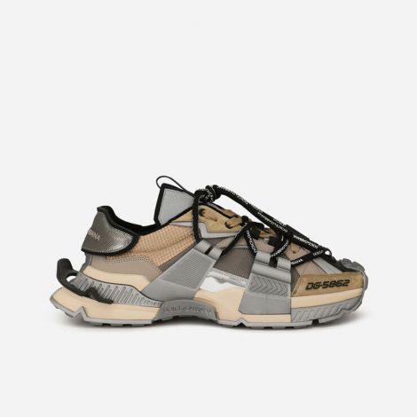 Dolce Gabbana Ayakkabı Space Gri - Dolce Gabbana Erkek Ayakkabi Mixed Materials Space Sneakers Gray Gri