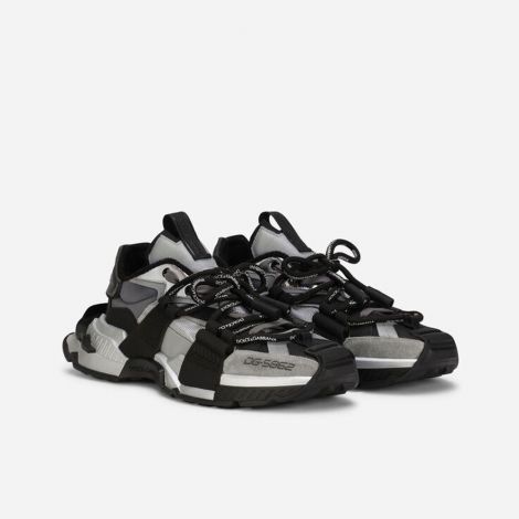 Dolce Gabbana Ayakkabı Space Siyah - Dolce Gabbana Erkek Ayakkabi Mixed Materials Space Sneakers Silver Siyah