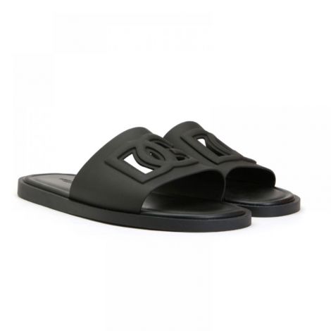 Dolce Gabbana Terlik DG Logo Siyah - Dolce Gabbana Erkek Terlik Dolce Gabbana DG Logo Slipper Siyah