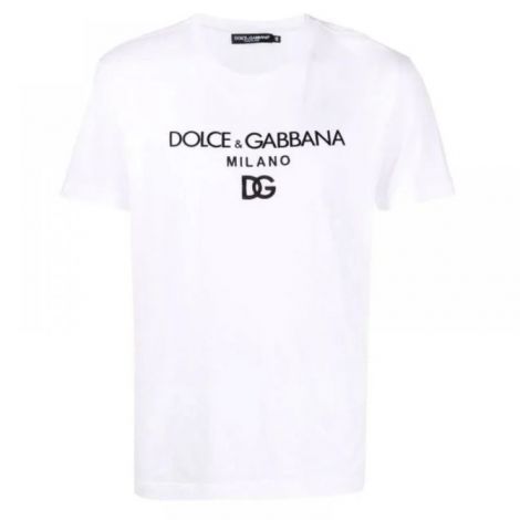 Dolce Gabbana Tişört DG Milano Beyaz - Dolce Gabbana T Shirt With Dg Embroidery Tişört Beyaz
