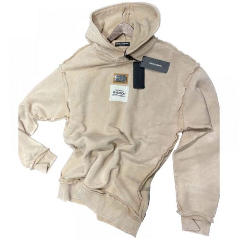 Dolce & Gabbana Sweatshirt Bej - Dolce Gabbana Erkek Sweatshirt Dolce Gabbana Sweatshirt Kapusonlu 1337 Bej
