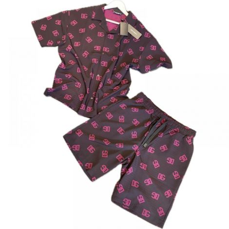 Dolce Gabbana Gömlek & Şort Takım Bordo - Dolce Gabbana Gomlek Sort Takim 2467 Bordo