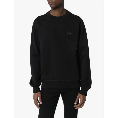 Dolce Gabbana Sweatshirt Plaque Logo Siyah - Dolce Gabbana Sweat A Plaque Logo Item Sweatshirt Black Erkek Siyah