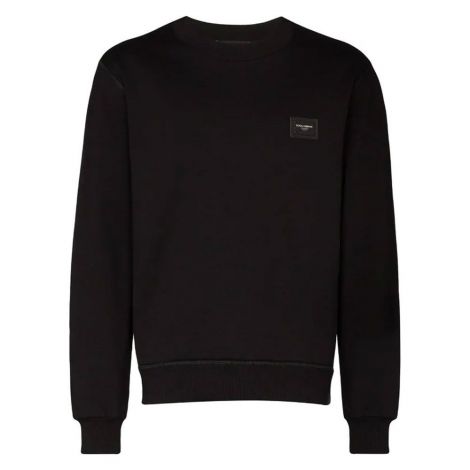 Dolce Gabbana Sweatshirt Plaque Logo Siyah - Dolce Gabbana Sweat A Plaque Logo Item Sweatshirt Black Erkek Siyah