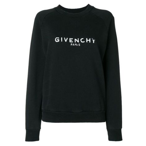 Givenchy Sweatshirt Logo Siyah - Givenchy Sweatshirt Distressed Logo Sweater Kadin Kazak Siyah