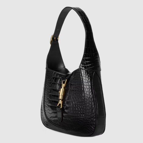 Gucci Çanta Jackie 1961 Siyah - Gucci Bag Canta Jackie 1961 Crocodile Small Shoulder Bag Black Siyah