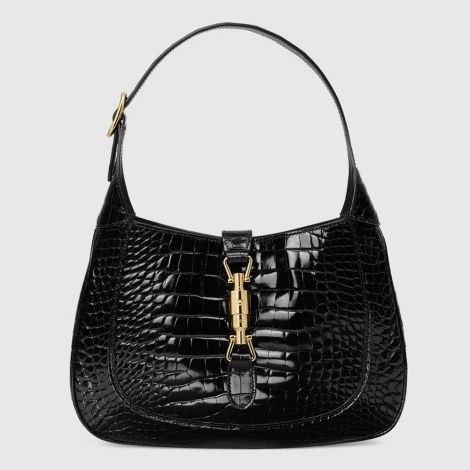 Gucci Çanta Jackie 1961 Siyah - Gucci Bag Canta Jackie 1961 Crocodile Small Shoulder Bag Black Siyah