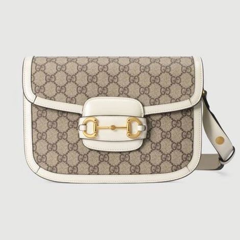 Gucci Çanta Horsebit Beyaz - Gucci Canta Kadin 21 Horsebit 1955 Small Shoulder Bag Supreme Beyaz