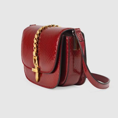 Gucci Çanta Sylvie 1969 Kırmızı - Gucci El Cantasi Sylvie 1969 Python Mini Shoulder Bag Red Kirmizi