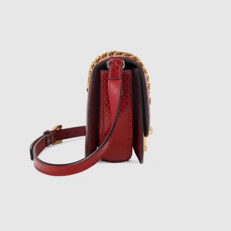 Gucci Çanta Sylvie 1969 Kırmızı - Gucci El Cantasi Sylvie 1969 Python Mini Shoulder Bag Red Kirmizi