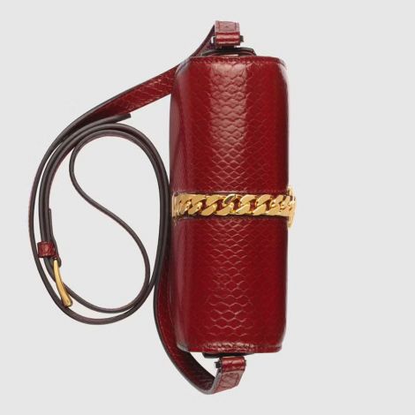 Gucci Çanta Sylvie 1969 Kırmızı - Gucci El Cantasi Sylvie 1969 Python Mini Shoulder Bag Red Kirmizi