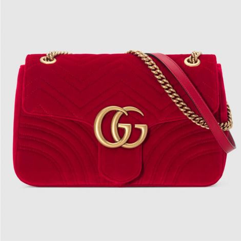 Gucci Çanta Marmont Medium Kırmızı - Gucci Kadin Canta Gg Marmont Medium Shoulder Bag Kirmizi