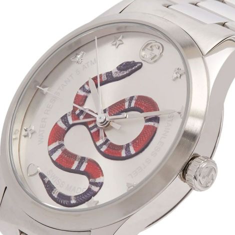 Gucci Saat G Timeless Gri - Gucci Saat Kadin Timeless Stainless Steel Snake Face Gri