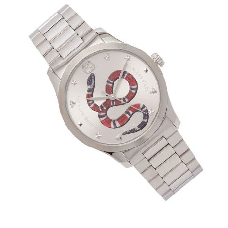 Gucci Saat G Timeless Gri - Gucci Saat Kadin Timeless Stainless Steel Snake Face Gri
