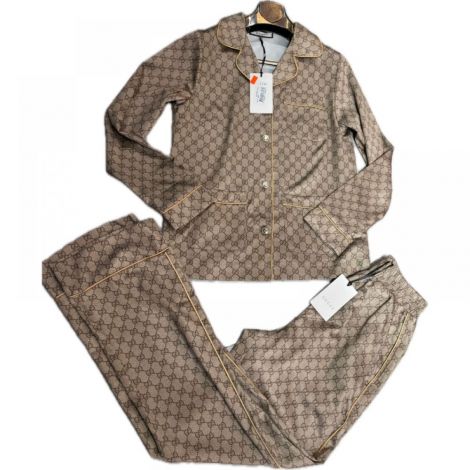 Gucci Pijama Takımı Bej - Gucci Pijama Takimi Gucci Kadin Pijama 8889 Bej